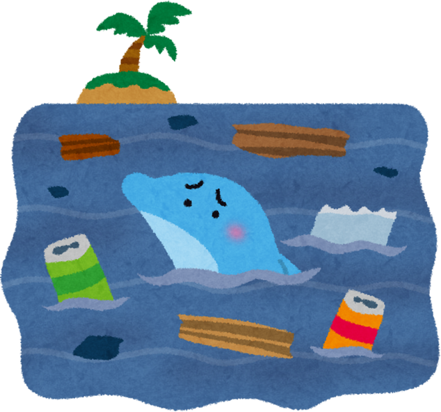 Illustration of a Distressed Dolphin in Polluted Ocean